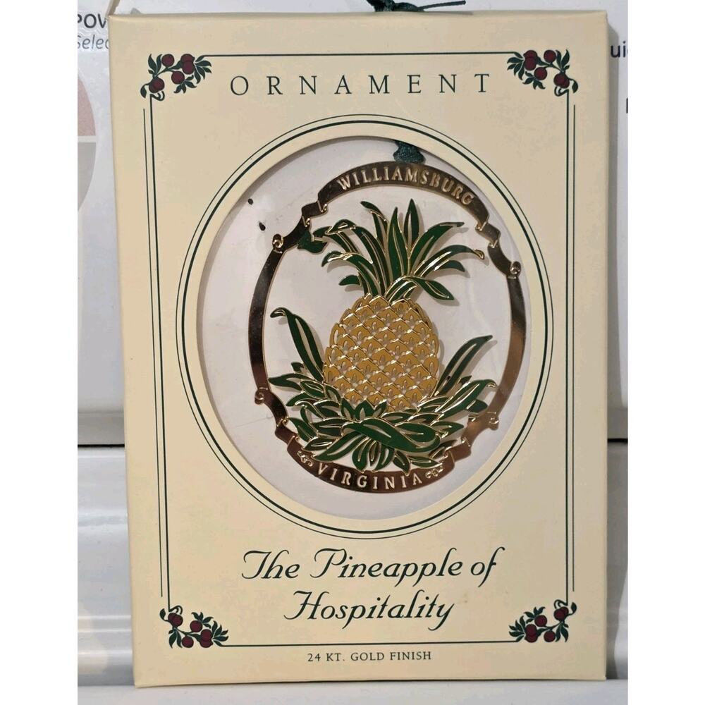 Colonial Williamsburg 24Kt. Gold-Finish Christmas Ornament –The Pineapple (2003)